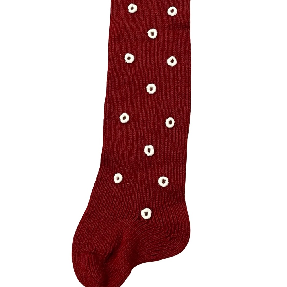 Vintage Handmade Knitted Wool Christmas Stocking Crocheted Mistletoe  28”